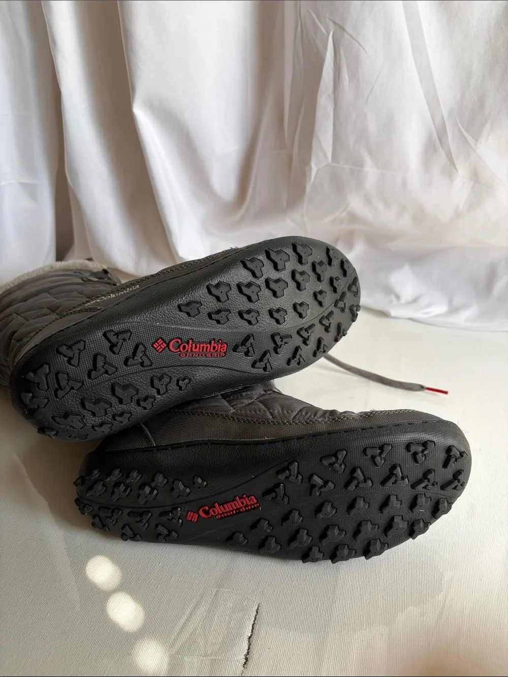 Columbia Omni-Grip Waterproof  Gray Quilted Faux-Fur Trim Winter Boots